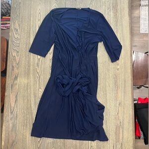 NWT Kiyonna Miranda Ruffle Wrap Dress Midi Short Flutter Sleeve Navy Size 2X